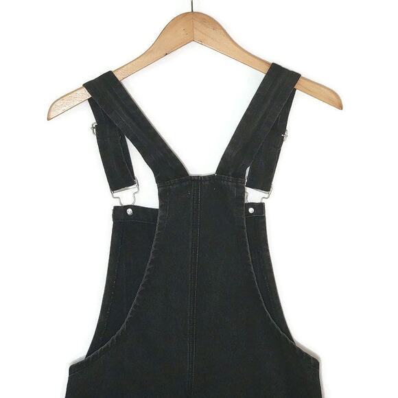 Superdown Revolve Black Denim Ripped Distressed Overall Mini Dress Zip Front S - Picture 11 of 15